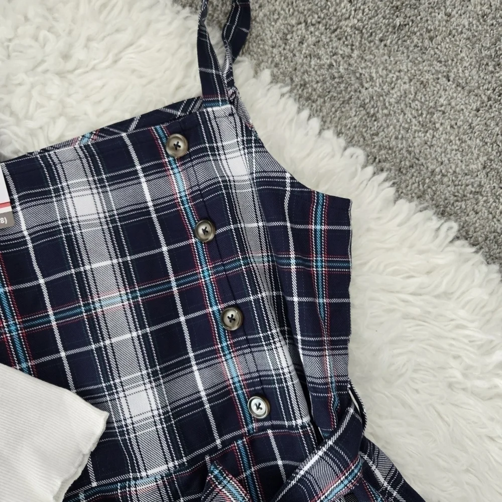 Limited Too Girl's Plaid Jumper Dress & Tee. Size XL (16-18). New.